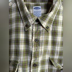100% Cotton Green Large Old Navy Plaid Flannel Y2K Casual Western Grunge Bohemia